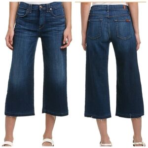 7 For All Mankind 7fam Culotte Wide Leg Crop Jeans Released Frayed Hem Blue 27